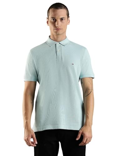 Image of Tommy Hilfiger Solid Regular fit Cotton Polo t-Shirt