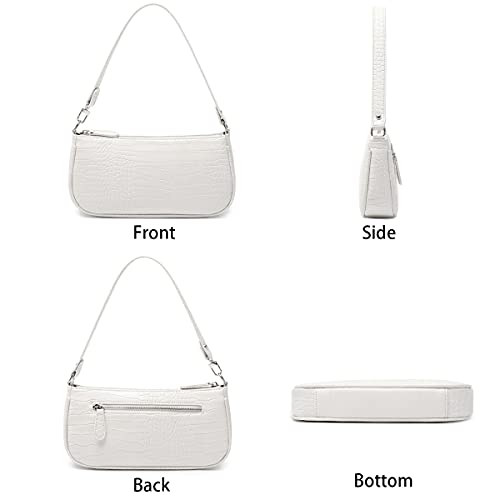Hroechy Shoulder Bags For Women Small White Purse Y2K Handbag Crocodile Pattern Clutch 90S Purses #TOP1