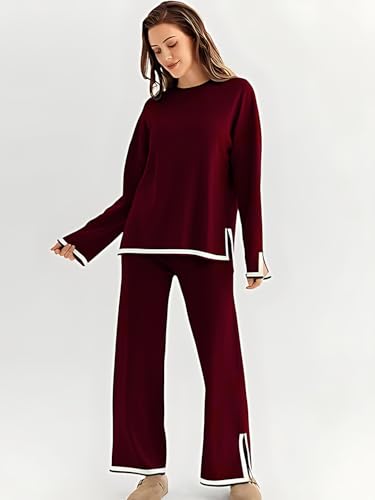 Image of Women's Winter Woolen Sweater with Pajama | Warm Winter Wear Cord Set | Woolen Tracksuit Loungewear Set