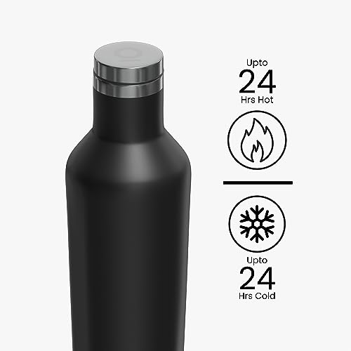 Image of Black Chrome Insulated 500ML Stainless Steel 304 Bottle - Thermosteel Hot & Cold, ideal for kids, sports, gym, and travel