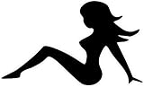 Generic Mudflap Girl Trucker Nude Helmet Sticker - Black Cartoon Rectangular Reflective Vinyl Decal for Helmet, Toolbox, Window, Mirror