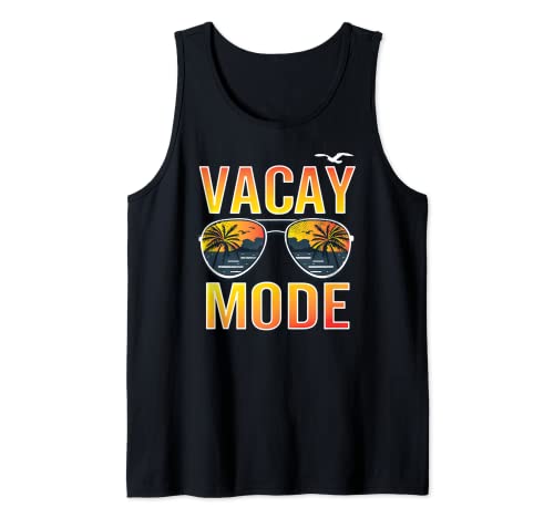 Modo de vacaciones de 2022 Viaje divertido Familia Playa Vacaciones Verano Camiseta sin Mangas