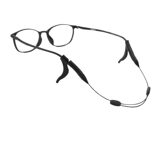 Adjustable Sports Band Silicone Sunglass Cord Custom Glasses Holder Silicone Eyewear Retainer Eye Glasses Strap with Ear Grip - Black