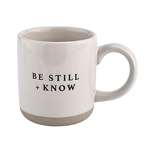 Sweet Water Decor Be Still and Know Mug - Religious Christian Coffee Mug - Inspirational Bible Verse - 14oz Stoneware Coffee Cup - Microwave & Dishwasher Safe