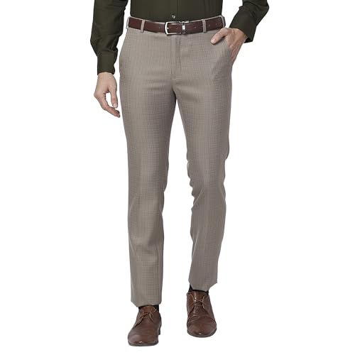 Image of Raymond Men Mid Rise Slim Fit Self Design Trouser