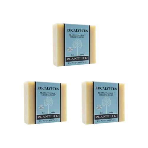 Plantlife Eucalyptus Natural Bar Soap 3-Pack, Handcrafted, Vegan, 4 oz