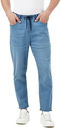 INKD Men's Jogger Jeans - Mid-Rise | Cotton Blend | Stretchable Fabric| Elasticated Waistband | Classic 5 Pocket Styling | Jeans for Men | Men's Bottomwear (Available in Plus Sizes)