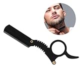Cut Throat Razor, Vintage Straight Razor Single Blade Razor Professional Cutthroat Razors Men Barber Razors for Moustache & Beard Shaving Easy Replacement - Black
