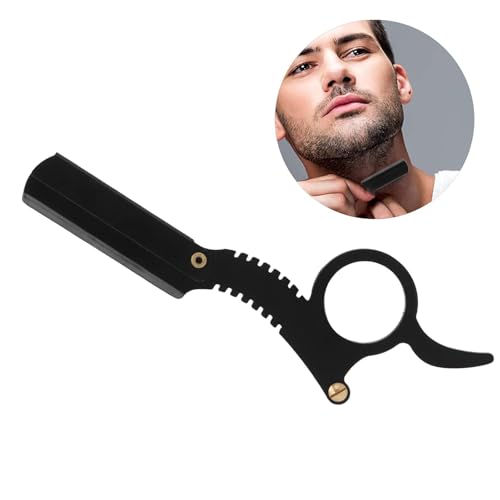 Cut Throat Razor, Vintage Straight Razor Single Blade Razor Professional Cutthroat Razors Men Barber Razors for Moustache & Beard Shaving Easy Replacement - Black