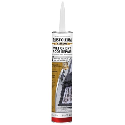 Rust-Oleum 351249 Extreme Rubberized Wet or Dry Roof Repair Cement, 10.1 Ounce, Black