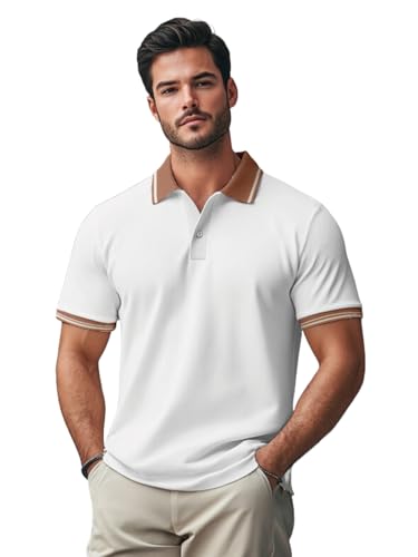Image of Veirdo Pure Cotton Half Sleeves Regular Fit Plain Solid Classic Polo Colored Collar T-Shirt for Men (Colors: Olive, Black & White)