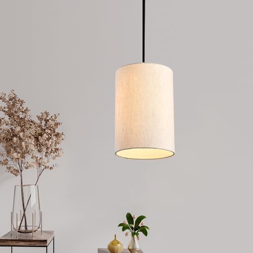 Decazone Hanging Lamp Modern Drop Pendant Lights for Ceiling Khadi Shade 20 x 14cm (Bulb not Included)