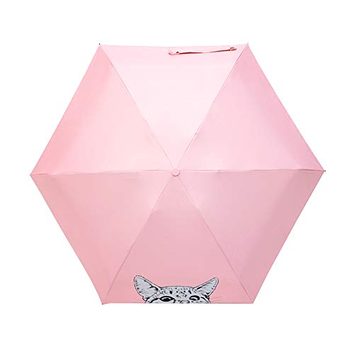 Cmjlbm Uv Protection Folding Mini Umbrella Cat Pattern Collapsible Ultraviolet-Proof Sun Umbrella (Pink, Cat) #TOP3