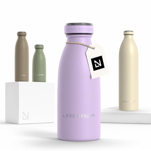 Image of LARS NYSOM Stainless Steel Insulated Water Bottle 12oz 17oz 25oz 34oz 51oz | Insulated Thermo Flask for Hot and Cold Beverages | Leakproof Drinking Bottle (Lavender Purple, 11.9oz)