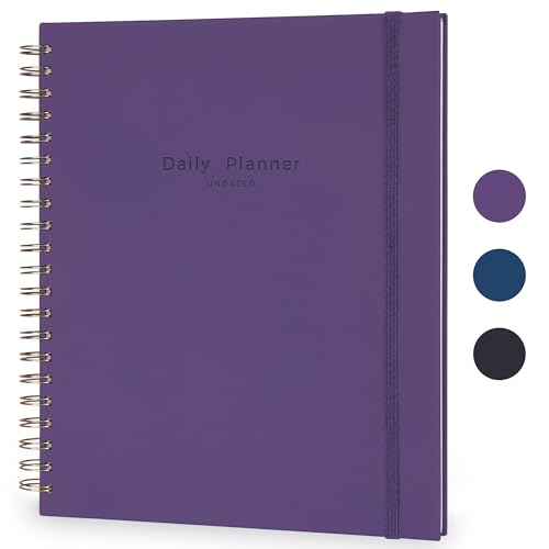 undated daily planner to do list hourly schedule 2027 2026 2025 calendar amp holiday habit tracker 180 pages letter size 8534 x 1134 sheets hardcover wire-o spiral bound notebook indigo