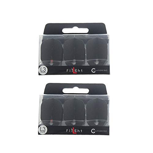 LSTYLE Dart Flights - L3 PRO Shape - Black | 2 Sets of 3 | for Soft & Steel Tip Darts
