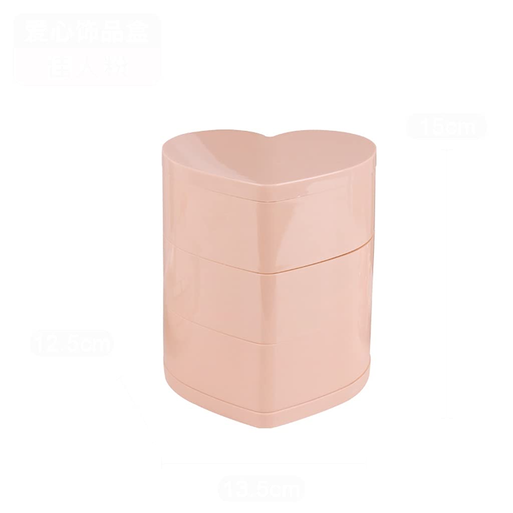 Caja de Almacenamiento de Joyas HUYHUJ, Soporte de joyería de plástico Giratorio Multicapa, Caja de Anillo para Pendientes, contenedor de Belleza para cosméticos, Organizador con Espejo