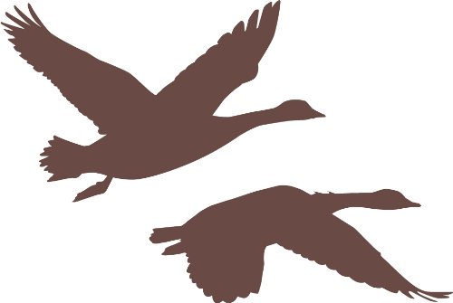 2 Geese Flying Wall Decal (Brown - Reverse Facing - Small) - Waterfowl Collection