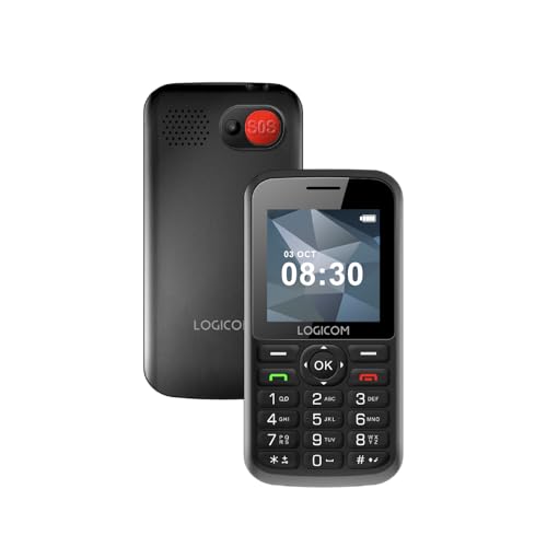 Logicom   Posh S85   Teléfono para personas mayores 4G Dual SIM – Botón SOS – Compatible con audífonos – Base de carga – USB C – Linterna – Negro