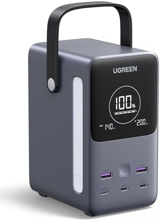 UGREEN 300W モバイルバッテリー 48000mAh 5ポート 3*USB-C+2*Type-A LEDライト iPhone 18 Pro対応