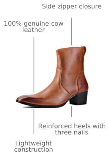 Image of Dress Boot for Men Heels Casual Chelsea Combat Ankle Chukka Boots Zipper Black JY002