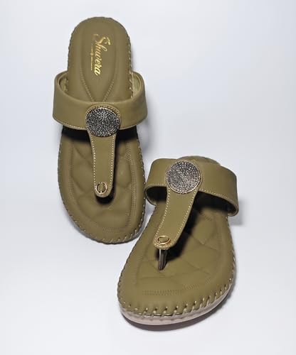 Image of Comfortable Synthetic Leather Sandals for Women and Girls | Thong Strap Casual Open Toe Flat Footwear for Daily Outings | Durable Everyday Footwear