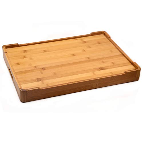 Bamber Large Bamboo Serving Tray Decorative Coffee Tea Platter 18 X 13 X 1.2 Inches #TOP3