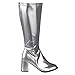 Boland 46285 - Stiefel Retro, Silber, langer Schaft, Synthetik, Blockabsatz 8 cm, Reisverschluss, Spacy, Schlager, cooler Look, Karneval, Halloween, Fasching, Mottoparty, Theater, Accessoire