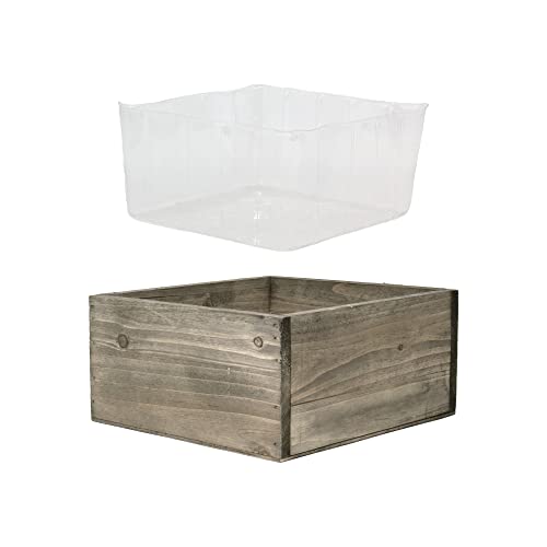 CYS EXCEL Wood Square Planter Box with Removable Plastic Liner H4 Open8x8 Multiple Size Choices Wooden Planters Indoor Decorative Flower Box