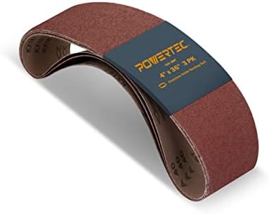 POWERTEC 110643 4 x 36 Inch Sanding Belts | 320 Grit Aluminum Oxide Sanding Belt | Premium Sandpaper – 3 Pack