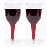 Prestee 24 Clear Stemmed Plastic Wine Glasses - 10 oz Disposable Wine Glasses for Parties - Plastic Wine Cups with Stem for Weddings, Wine Tasting, Patio Gatherings, and Elegant Party Supplies