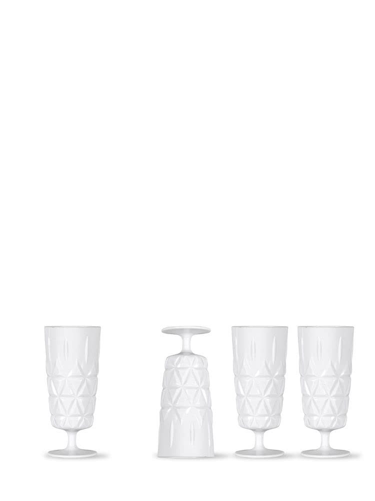 Sagaform Set di 4 bicchieri da picnic in acrilico, di colore bianco, con un volume di 210 ml, 6 x 14 cm, 5018173