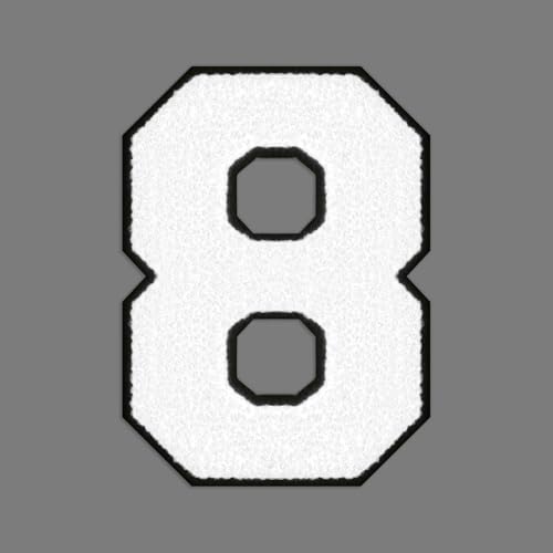 FANCIBAND 4.5 Inch White Large Iron On Numbers Letterman Jacket Patches