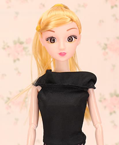 Image of Tickles Fashion Doll with 3D Eyes, Folding Hands & Glittering Dress Real Cloth Doll Set for Girls (Design May Vary Size: 30 cm)