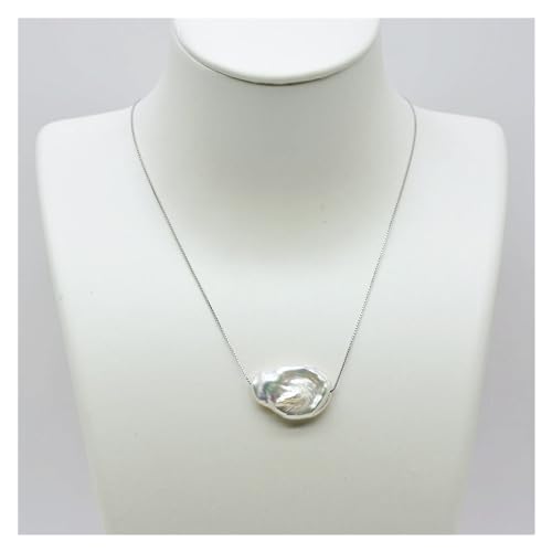Womens Necklace White Natural Freshwater Pearl Pendant Coin Shape Flat Baroque Choker Necklace (Color : 45cm)2