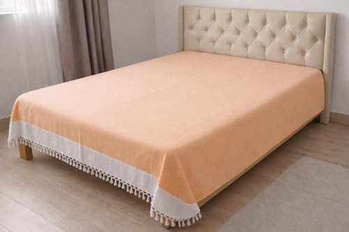 Image of Single Bed Sheet Cotton | for Single Bed, 60 x 90 inch, Pure Cotton, Breathable Fabric, Pack of 2 Pink & Yellow (1, FN-Orange)