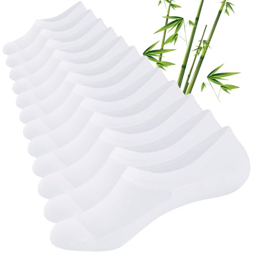 Cirorld Bamboo No Show Trainer Socks Mens Womens 6 Pairs Invisible Low Cut Socks for Men Ladies Thin Breathable Casual Short Sock with Non-Slip Silicone Stripes Summer Ankle Liner Sock