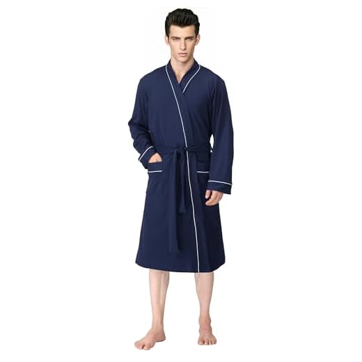 NY Threads Mens Knit Robe Lightweight Summer Cotton Blend Bathrobe
