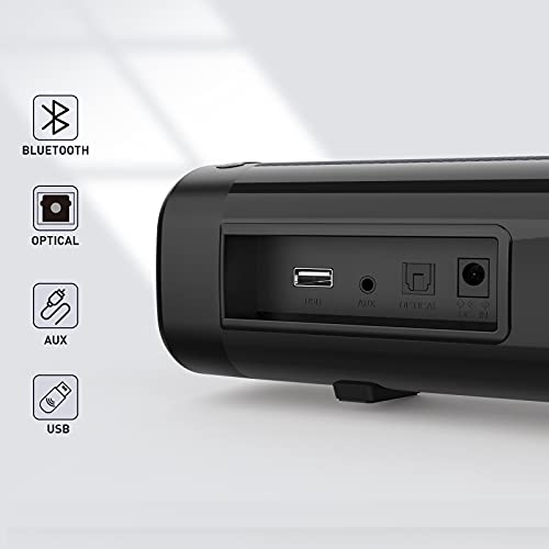 Vilinice 50W Sound Bar, 16-Inch Small Sound Bars For Tv, 3 Equalizer Modes, Wireless Bluetooth 5.0, Optical/Aux/Usb Connection, Mini Soundbar With Built-In Dsp For Tv, Pc, Projectors, Tablets #TOP1