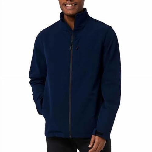 32 Degrees Men's Full Zip Jacket – Regular Fit, Outdoor Casual, Adjustable Cuffs, Stand Collar, Brushed Interior, Active Zip Coat (Blue, M)
