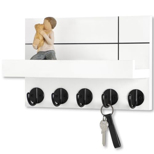 Lwenki Porta-chaves montado na parede &ndash; 25 cm x 17 cm x 10,7 cm Prateleira de parede decorativa...