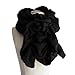 JJcollection Ruched Wool/Angora Knit stretchable Cold Weather Fashion Scarf with stitched Flower(Black)