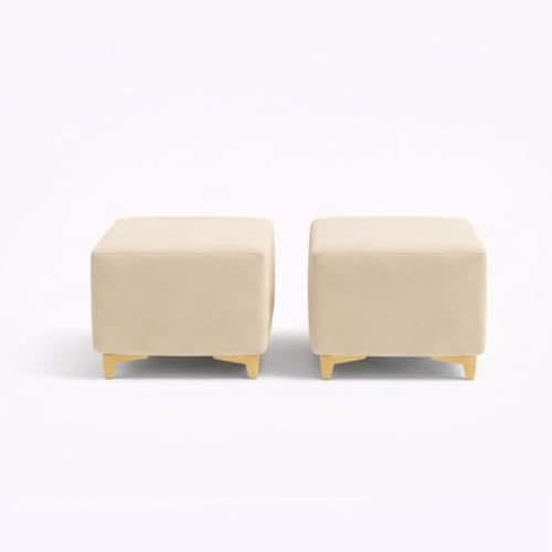 Image of Hendrick Plush Velvet 3 Seater + 2 Seater Sofa Set with 2 Ottoman | Silken Velvet Upholstery | Golden Legs | Designer Set for Living Room & Office Spaces (Cream, Beige & Dark Brown)