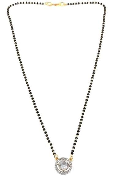Molika American Diamond AD Studded Gold Plated traditional short/Single Flower Diamond/Black Bead Chain Mangalsutra (B0D81GCV4Y) Amazon Price History, Amazon Price Tracker