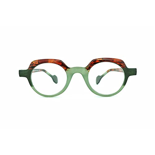 K-EYES - Lunette Loupe Homme Femme - Lunettes de Lecture - Dioptrie +1.50 - Forme Ronde - Couleur Écailles-vert - Branches Flexibles - Modèle K32 - Conçu en France Cover