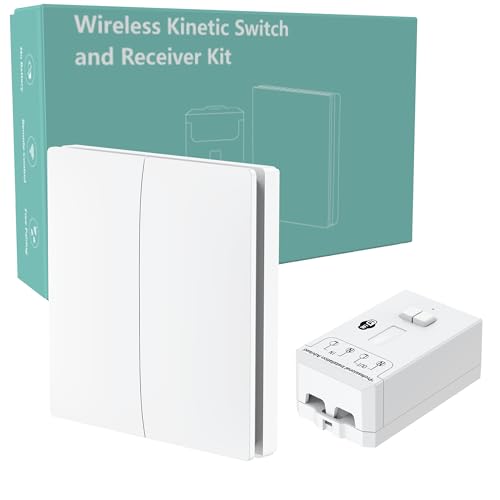 ECO-NEWLEAF Smart Light Switch Kinetic 2 Canali Ricevitore Wireless Kit Funziona con Alexa, Google Home e App Smart Life/Tuya
