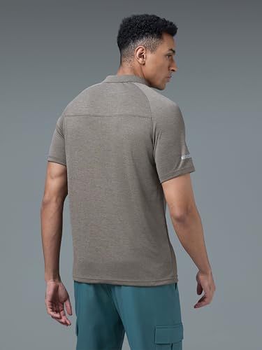 Image of TECHNOSPORT Men's 100% Polyester Slim Fit Self-Design Half Sleeve Polo T-Shirt with Double Cool, SPF50+ Properties for Gym, Workout 7 Regular Use