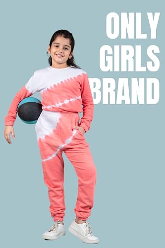 Image of Tweeny Mini Girls Kids Pure Cotton Terry Joggers Set | Tie Dye Co ord Set Winter Combo Outfit with Full Sleeves Sweatshirt and Pants | Relaxed and Comfortable Fittings