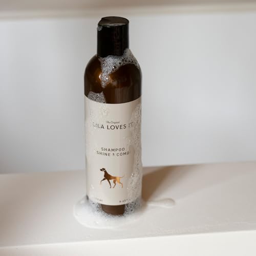 Shampoo für Hunde - natürliche Fellpflege, mit Argan- und Lavendelöl, vegan, ohne Parabene, ohne Parfum & ohne Silikon, SHAMPOO SHINE & COMB von LILA LOVES IT, 250 ml