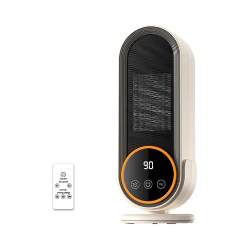 1200W 室内用スペースヒーター - タワー型室内用スペースヒーター、コンパクトな電気ヒーター、PTC急速加熱セラミック技術、リモコン付き、家庭やオフィスに最適(Orange)